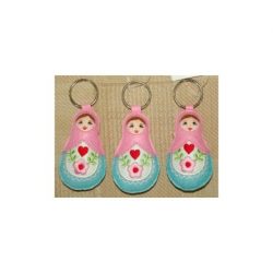 Babushka doll keyrings set of 3 PINK