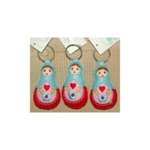 doll keyrings 3- set Blue nesting Doll Babooshki s