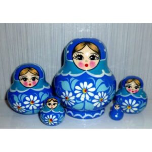 Blue with white flowers