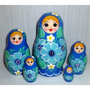 Blue with white and blue flowers