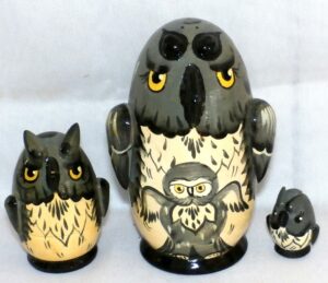 Oscar the Owl Babushka Matryoshka nesting Doll Babooshki Babushkas