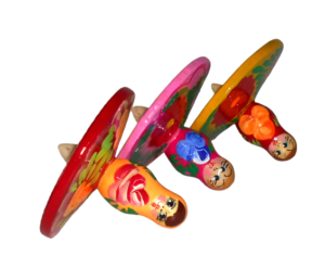 Spinning Flowers Tops x 3 nesting Doll Babooshki s
