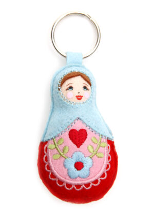 Babushka doll keyring BLUE   Babushka Matryoshka nesting Doll  Babooshki Babushkas