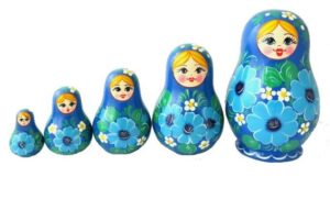 Nolinsk  Blue daisies Babushka Matryoshka nesting Doll Babooshki Babushkas