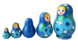 Nolinsk Blue daisies nesting Doll Babooshki s