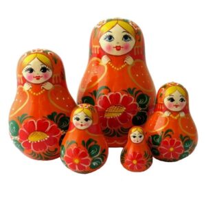 Nolinsk  Slavka Red Flowers Babushka Matryoshka nesting Doll Babooshki Babushkas