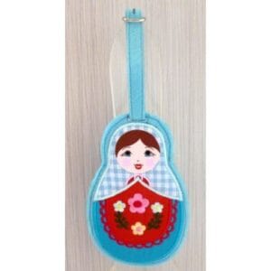 Luggage tag blue scarf nesting Doll Babooshki s
