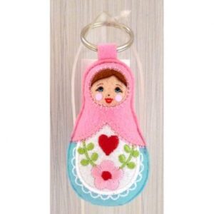 Babushka doll keyring PINK