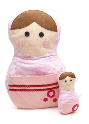 Babushka Pillow Pink 2-set   Babushka Matryoshka nesting Doll  Babooshki Babushkas