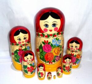 Semenov red 9-set giant Babushka Matryoshka nesting Doll Babooshki Babushkas Classic Village Traditional