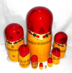 Semenov red 9-set giant nesting Doll Babooshki s Classic Village Traditional