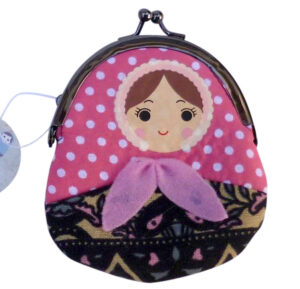 Coin purse Babushka in black Matryoshka Doll  Babooshki Babushkas