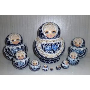 Bride in dark blue and gold 10-set