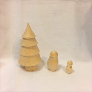 DIY Xmas Tree 3set raw plain unpainted Unfinished Montessori DIY BLANK nesting Doll Babooshki s