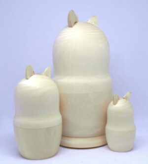Blank DIY 3-set Bears/ cat M raw plain unpainted Unfinished Montessori DIY BLANK nesting Doll Babooshki s
