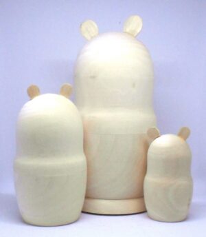 Blank DIY 3-set Bears/ cat L raw plain unpainted Unfinished Montessori DIY BLANK nesting Doll Babooshki s