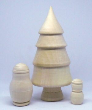 DIY Xmas Tree 3set raw plain unpainted Unfinished Montessori DIY BLANK nesting Doll Babooshki s