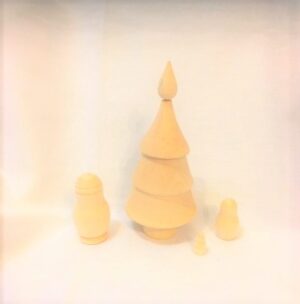 DIY Xmas Tree 4set babushka raw plain unpainted Unfinished Montessori DIY  BLANK  Babushka Matryoshka nesting Doll Babooshki Babushkas
