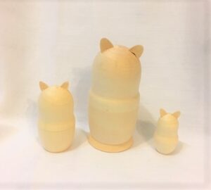 Blank DIY 3-set Bears/ cat M babushka raw plain unpainted Unfinished Montessori DIY  BLANK  Babushka Matryoshka nesting Doll Babooshki Babushkas