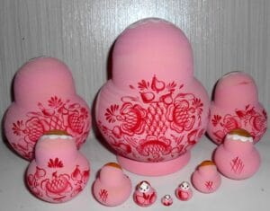 Sonya pink dress 10-set nesting Doll Babooshki s