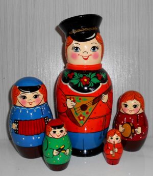 Nolinsk Village Family Band 5-set Babushka Matryoshka nesting Doll Babooshki Babushkas Classic Village Traditional