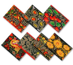 7 set Golden  Khokhloma, Easter Egg Shrinking Wraps - 4