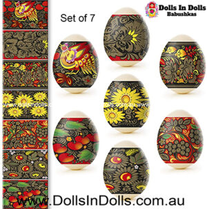 7 set Golden  Khokhloma, Easter Egg Shrinking Wraps