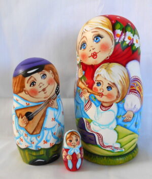 Tatiana listens music nesting Doll Babooshki s