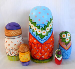 Tatiana with Sister & Fruits nesting Doll Babooshki s