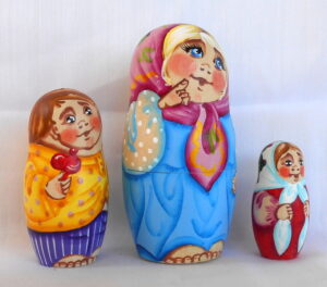 Tatiana with Sister & Fruits nesting Doll Babooshki s