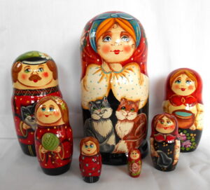 Alena with kittens 7-set Babushka Matryoshka nesting Doll Babooshki Babushkas