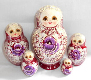 Bride in burgundy Large babushka Matryoshka nesting Doll  Babooshki Babushkas