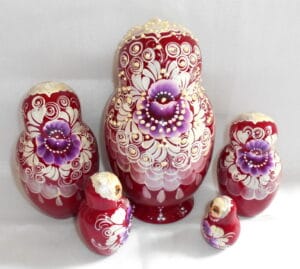 Bride in burgundy Large nesting Doll Babooshki s