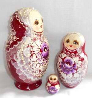 Bride in burgundy Large nesting Doll Babooshki s