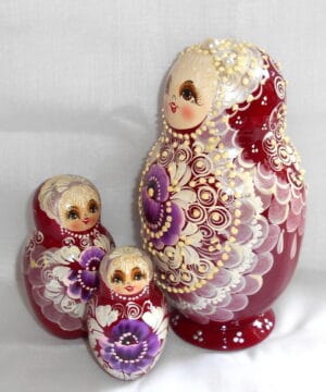 Bride in burgundy Large nesting Doll Babooshki s