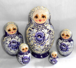 Bride in dark blue Large  Babushka Matryoshka nesting Doll  Babooshki Babushkas