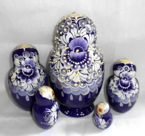 Bride in dark blue Large nesting Doll Babooshki s
