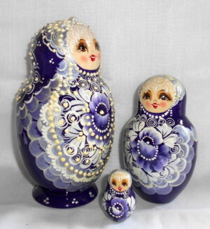 Bride in dark blue Large nesting Doll Babooshki s