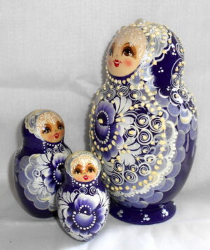 Bride in dark blue Large nesting Doll Babooshki s