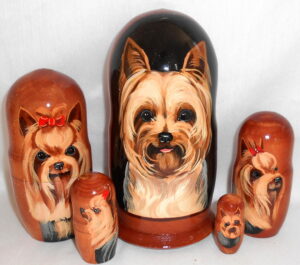 Yorkshire Terrier Babushka Matryoshka nesting Doll  Babooshki Babushkas