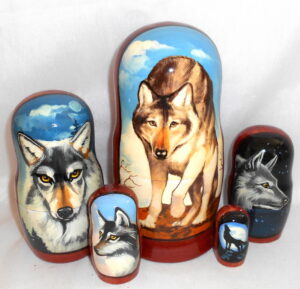 Wolf Babushka Matryoshka nesting Doll  Babooshki Babushkas