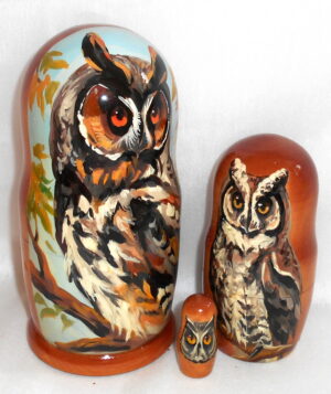 Grey Owl nesting Doll Babooshki s