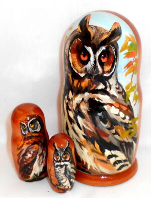 Grey Owl nesting Doll Babooshki s