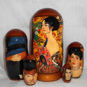 Gustav Klimt - Lady Fan Babushka  Babushka Matryoshka nesting Doll  Babooshki Babushkas
