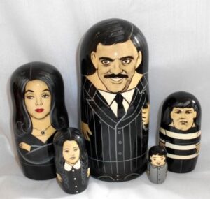 Addams Family Babushka   Babushka Matryoshka nesting Doll  Babooshki Babushkas