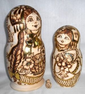 Village Girls with Pets 7-set nesting Doll Babooshki s