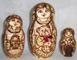 Village Girls with Pets 7-set nesting Doll Babooshki s