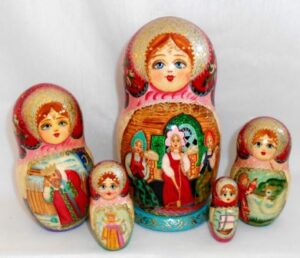 Tsar Saltan tale  Babushka Matryoshka nesting Doll  Babooshki Babushkas