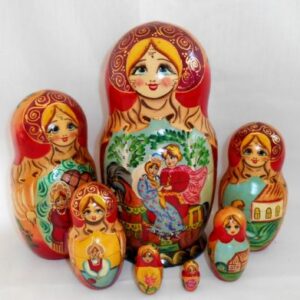 The Scarlet Flower 7 set tale Babushka Matryoshka nesting Doll Babooshki Babushkas