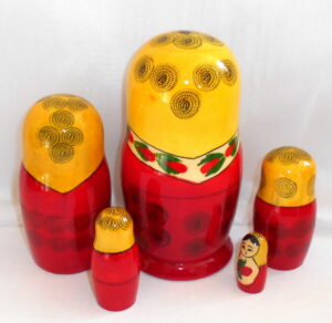 Semenov yellow scarf Large 5-set nesting Doll Babooshki s Classic Village Traditional